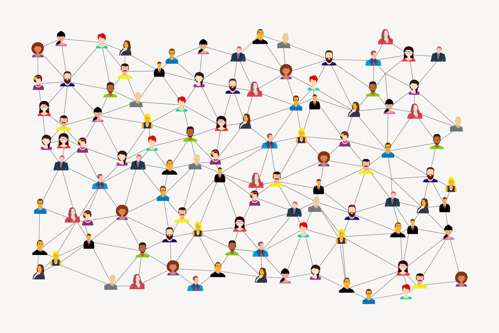 Global connection clipart, people illustration